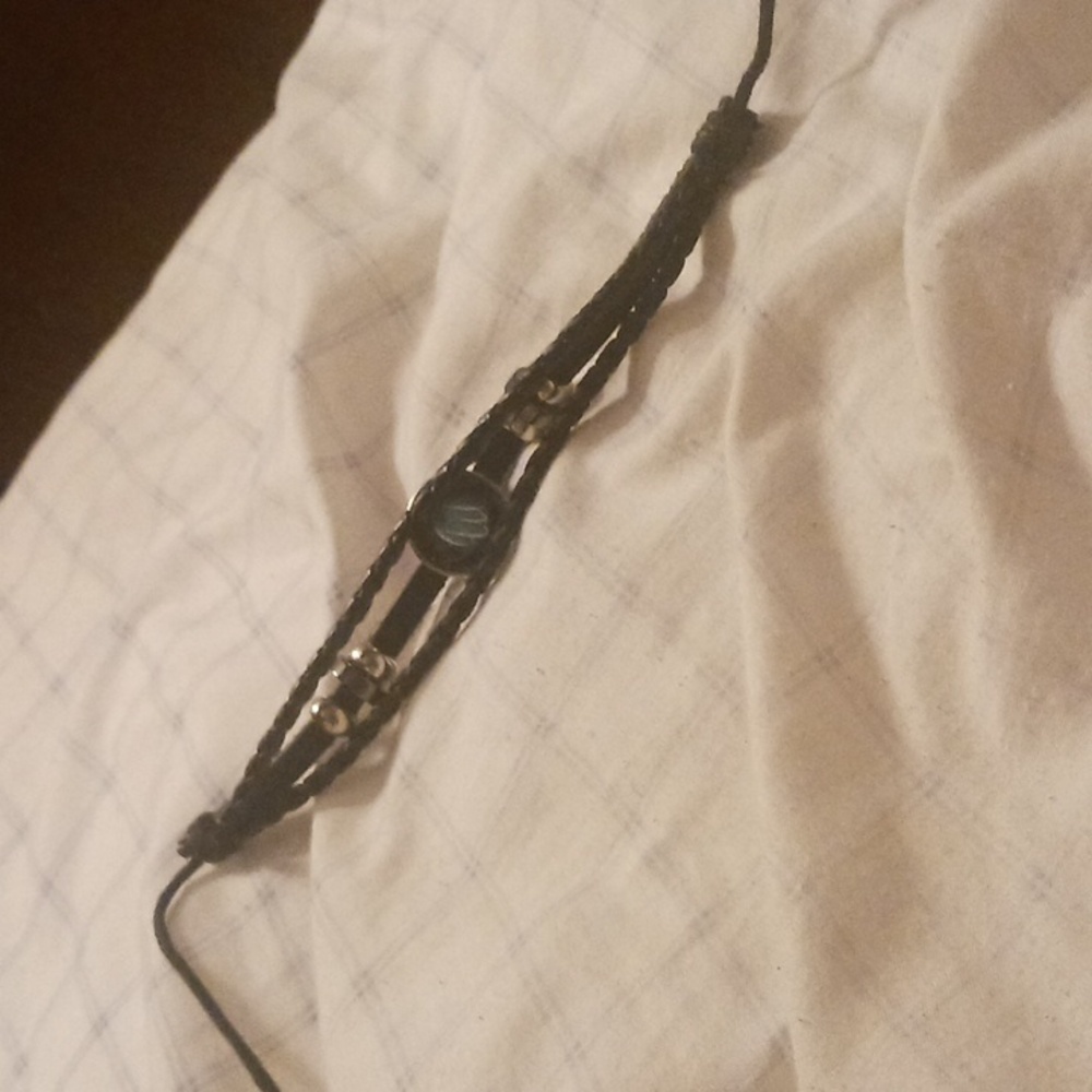 Black Braided Bracelet with Silver Accents